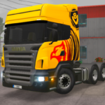 Skin Scania R420 Amarela com Faixas Vermelhas - Truck Simulator Ultimate