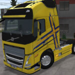 Skin Volvo FH Amarelo com Faixa - Truck Simulator Ultimate