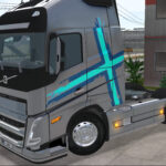 Skin Volvo FH Prata com Faixa Azul - Truck Simulator Ultimate