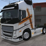 Skin Volvo FH Branco com Faixa Laranja - Truck Simulator Ultimate